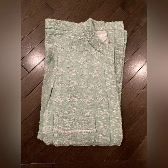 NEW Zara Basic Special Collection Tweed Green and White jacket size Medium - Picture 7 of 7